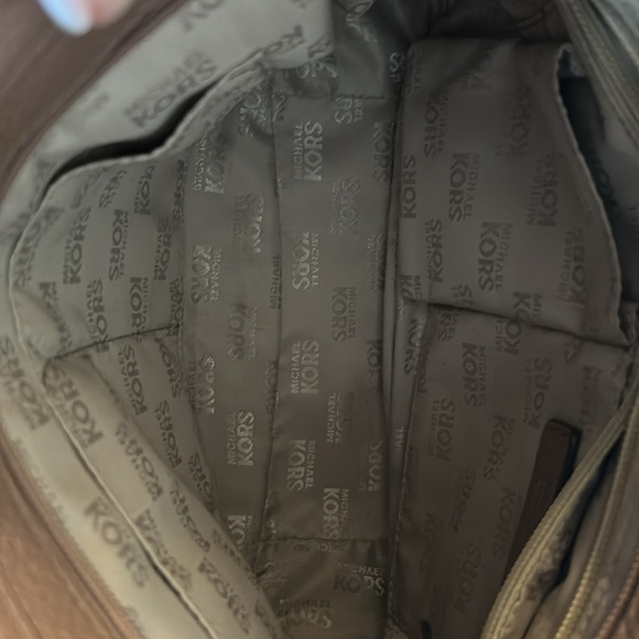 Rose color Michael Kors crossbody purse with gold accents - Picture 3 of 5